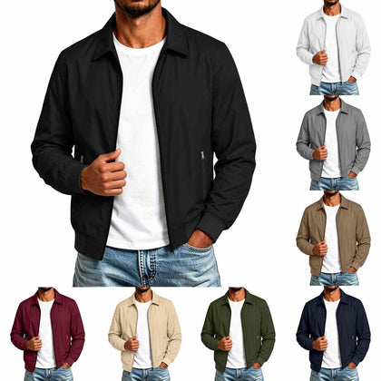 Mens Bomber Jacket Nylon Lightweight Full Zip Up Fall Jackets