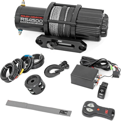 4,500 LB UTV/ATV Winch - ProSeries 1.4HP Electric Winch with 50 Ft Synthetic Rope, Remote, Waterproof 12V Off-Road