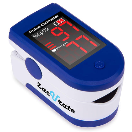 Fingertip Pulse Oximeter Blood Oxygen Saturation Monitor with Batteries and Lanyard Included (Sapphire Blue)