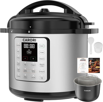 8Qt 12-in-1 1200W Stainless Steel Pressure Cooker,Quick Meals, Time-Saving, Healthy, Convenient & Efficient - with