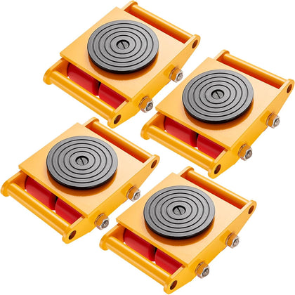 4PCS Machinery Skates Dollies, 17,637 lb Heavy Duty Equipment Moving Skates with 4 PU Wheels, 360° Rotation Non-Slip