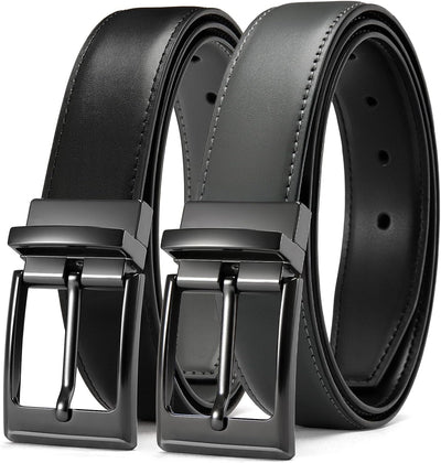 Boys Belt, Most Size Kids 1 1/4" Dress Reversible Belt for Youth - One Leather Belt Two Style | 1 Belt, 2 Colors