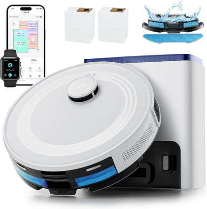 Robot Vacuum and Mop, 75-Day Self-Emptying, 6000Pa Strong Suction, Customized Cleaning, Multi-Floor Mapping, 130 Min