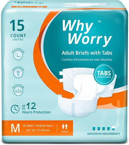 Adult Diapers with Tabs, Maximum Absorbency, Medium, 15 Count