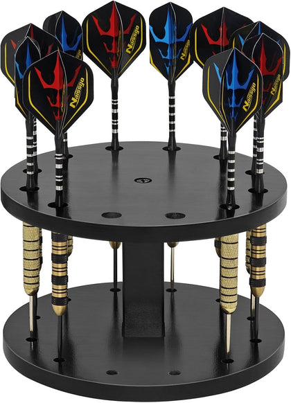 Wooden Dart Holder Stand for Desk or Shelf – Holds 12 Fully Assembled Steel or Soft Tip Darts – Compact Tabletop