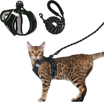 Cat Harness and Leash Escape Proof Set - Black - XXS