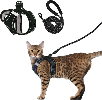 Cat Harness and Leash Escape Proof Set - Black - XXS