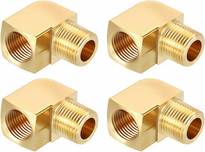 4 Pack 90° 3/8" FNPT to 3/8" MNPT Solid Brass Barstock Street Elbow