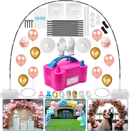 Balloon Arch Kit and Balloon Pump, 10FT Width 9FT Height Adjustable Balloon Arch Stand with NEW DESIGNED 2 Balloon