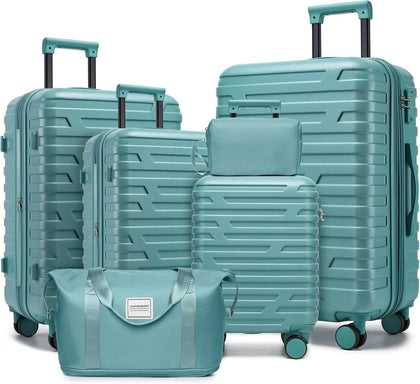 Luggage Sets 6 Piece, Expandable Hardside ABS Suitcase Sets with Spinner Wheels TSA Approved Lock, Large Suitcases