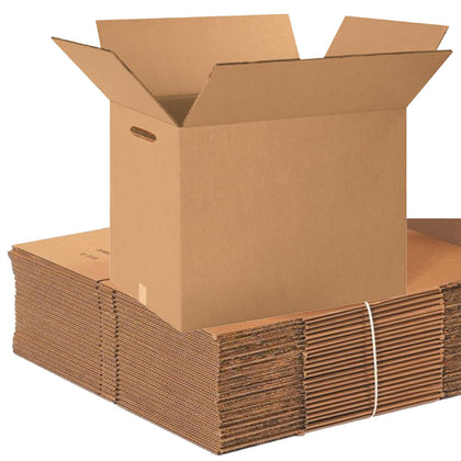 AVIDITI Double Wall 24" x 18" x 18" Cardboard Boxes with Hand Holes (10-Pack) | Large Corrugated Boxes For Shipping