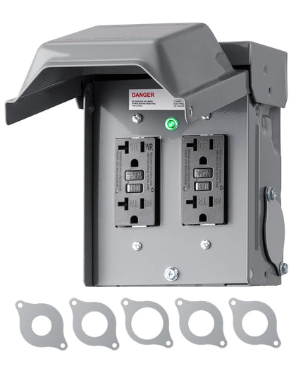 DEWENWILS Outdoor Electrical Outlet Box, Dual 20 AMP WRTR GFCI with Cover