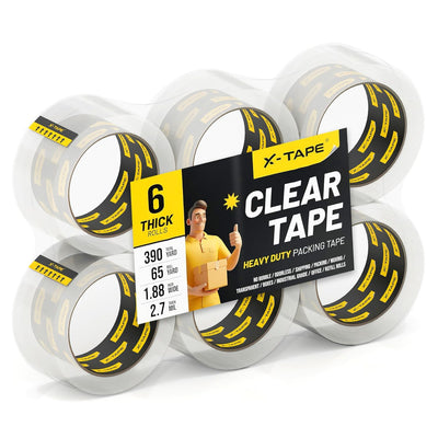 Clear Packing Tape (6 Rolls / 390 Total Yards), Heavy Duty Packaging Tape for Shipping, Moving, Sealing and Refills