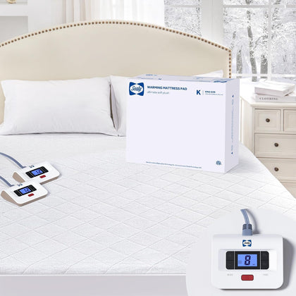 Heated Mattress Pad King Size with Plush Top Machine Washable 78×80" | Coral Fleece Electric Bed Warmer with Dual