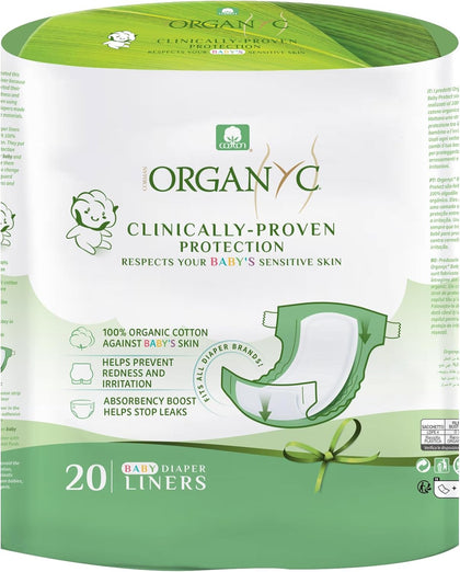 100% Certified Organic Cotton Baby Diaper Liner for Sensitive Skin, Fits All Brands and Sizes Diapers Except New