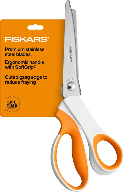 9.5" SoftGrip Pinking Shears for Fabric Cutting w/Ergonomic Handle