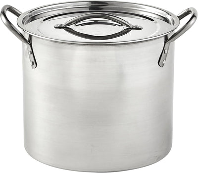 USA Stainless Steel Stock Pot with Lid 12-Quart, Silver | Mirror-Polished Finish, Riveted Side Handles with Lid