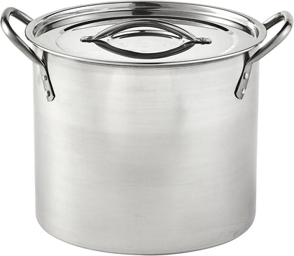 USA Stainless Steel Stock Pot with Lid 12-Quart, Silver | Mirror-Polished Finish, Riveted Side Handles with Lid