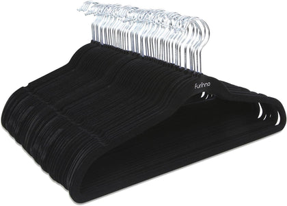 Velvet Suit Hangers, 50 Pack Non-Slip Clothes Hangers, Slim Space Saving Design with Pants Bar, 360 Swivel Hook