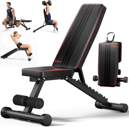 Adjustable Weight Bench - Utility Weight Benches for Full Body Workout, Foldable Incline/Decline/Flat Bench Press for