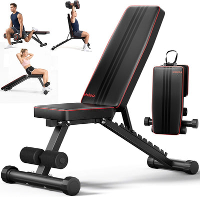 Adjustable Weight Bench - Utility Weight Benches for Full Body Workout, Foldable Incline/Decline/Flat Bench Press for