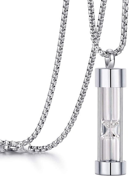 Urn Necklace for Ashes Timeless Hourglass Memorial Pendant Keepsake Cremation Jewelry for Human Pet Ashes