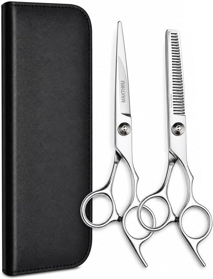 Hair Cutting Scissors & Thinning Shears Kit, Professional Stainless Steel Hair Scissors Set, Razor Sharp Barber