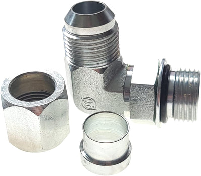 Brennan Industries 6801-10-10-NWO-FG - 5/8" JIC 37° x 5/8" ORB - 90° Elbow Hydraulic Fitting, Forged Stainless Steel Tube Flare x O-Ring Boss Male x Male (1)