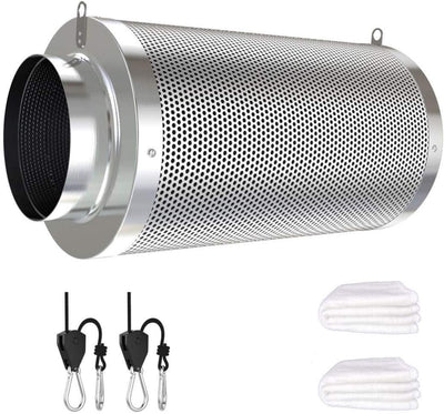 4inch Carbon Filter Odor Control with Australia Virgin Charcoal Two Prefilter 1 Pair Rope Hanger Included for Inline