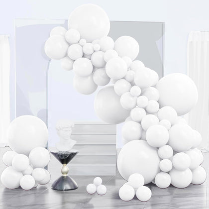 White Balloons 140 pcs Different Sizes of 18 12 10 5 Inch White Balloons Arch Kit Garland for Wedding Baby Shower
