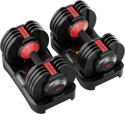 New Upgraded Adjustable Dumbbell Set of 2 (52.5 lbs/25 lbs), 15/9 Weights Dumbbell Set with Safe Locking System