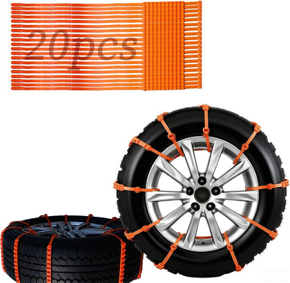 Universal Anti-Skid Snow Tire Chains for Cars SUV Trucks - Adjustable 14-19 Inch Emergency Winter Traction Tire