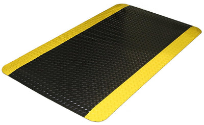 442S Vinyl Heavy Duty Diamond-DEK Sponge Industrial Anti-Fatigue Floor Mat, 2' x 3', Black with Yellow Border