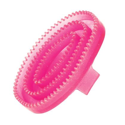 Rubber Curry Comb, Pink Glitter, Small