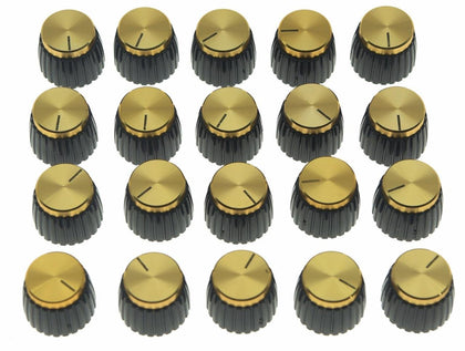 Dopro 20pcs Guitar AMP Amplifier Push on fit Knobs Black w/Gold Cap for Marshall Amplifier
