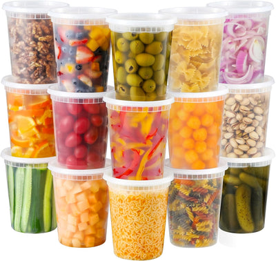 40 Sets 32 oz Plastic Deli Food Containers With Lids, Airtight Food Storage Containers, Freezer/Dishwasher/Microwave
