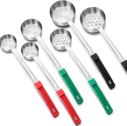 6 Pcs Portion Control Serving Spoons, Restaurant Measuring Serving Ladle Utensils, Portion Control Slotted and