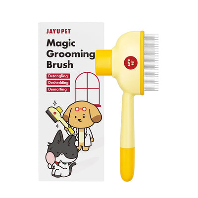 Magic Grooming Brush – Cat Brush for Shedding, Dual-Length Stainless Steel Bristles, One-Click Self-Cleaning
