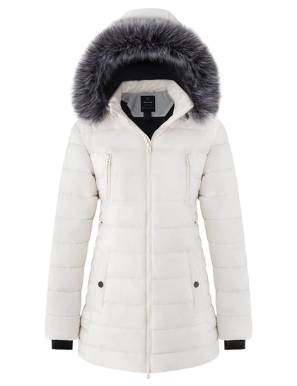 Women's Insulated Parka Coat Winter Jacket Beige S