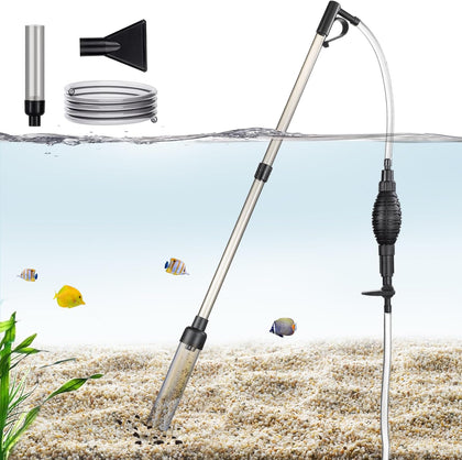 Aquarium Gravel Vacuum Sand Cleaner with 6Ft Pipe Fish Tank Water Changer Adjustable Length ABS(for 3~8Gal Tank)