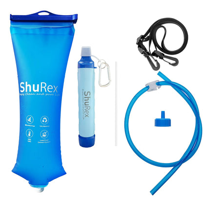 3L Gravity Fed Water Filtration System with Adjustable Tree Strap | Gravity Bag with Filter Straw, Water Purifier