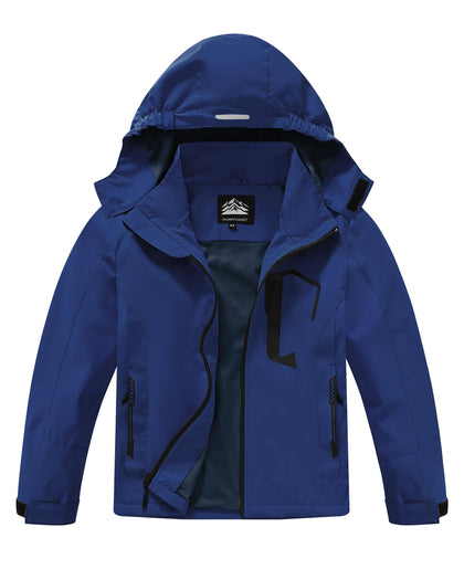 Kids Rain Jacket Boys Girls Lightweight Raincoats Kids Outdoor Windbreaker Jackets with Detachable Hood, Navy 10-12