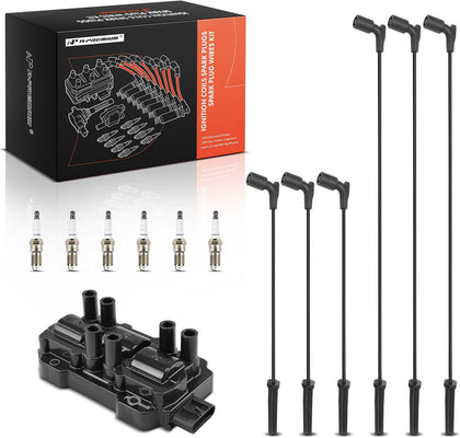 1 Ignition Coil with 6 Wire and 6 Iridium Spark Plug | Compatible with Chevrolet Malibu, Impala, Monte Carlo