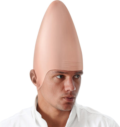 Halloween Cone Bald Head, Latex Bald Wig Cap for Men Woman Adult Kid, Boy Girl Halloween Alien Cosplay Costume