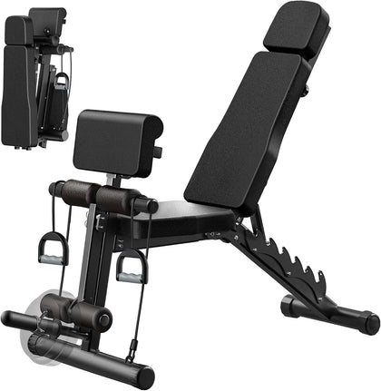 Adjustable Workout Bench, Weight Bench for Home Gym, Preacher Curl Bench with Leg Extension for Full Body Training