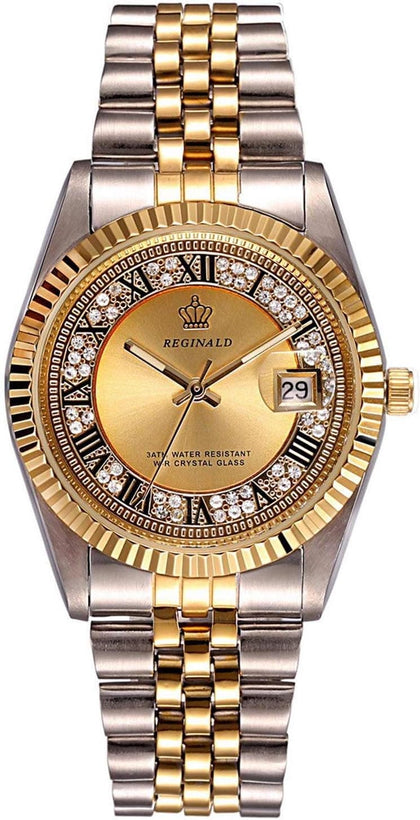 Small Gold Plated Fashion Stainless Steel Waterproof Watch Calendar Mens Woman Lovers' Luxury Gift Watch