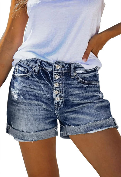 Women's High Waisted Denim Shorts Casual Ripped Summer Hot Short Jeans Frayed Distressed Jeans Shorts with Pockets