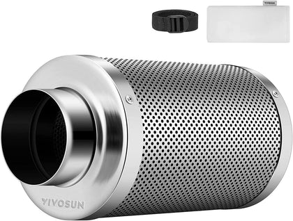 4" Carbon Filter & Pre-Filter 223 CFM for Inline Fan, Silver | Smellines Control with Australia Virgin Charcoal
