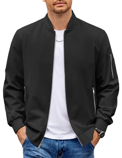 Men's Bomber Jacket Casual Lightweight Jackets With Zippered Pocket Fashion Stylish Spring Fall Windbreaker M