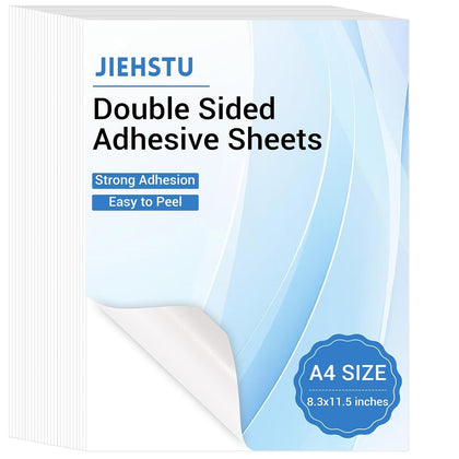 20 Sheets A4 Double Sided Adhesive Sheets, 8.3 x 11.5 Inch Super Strong Sticky Tape for Arts Craft Scrapbooking Photo